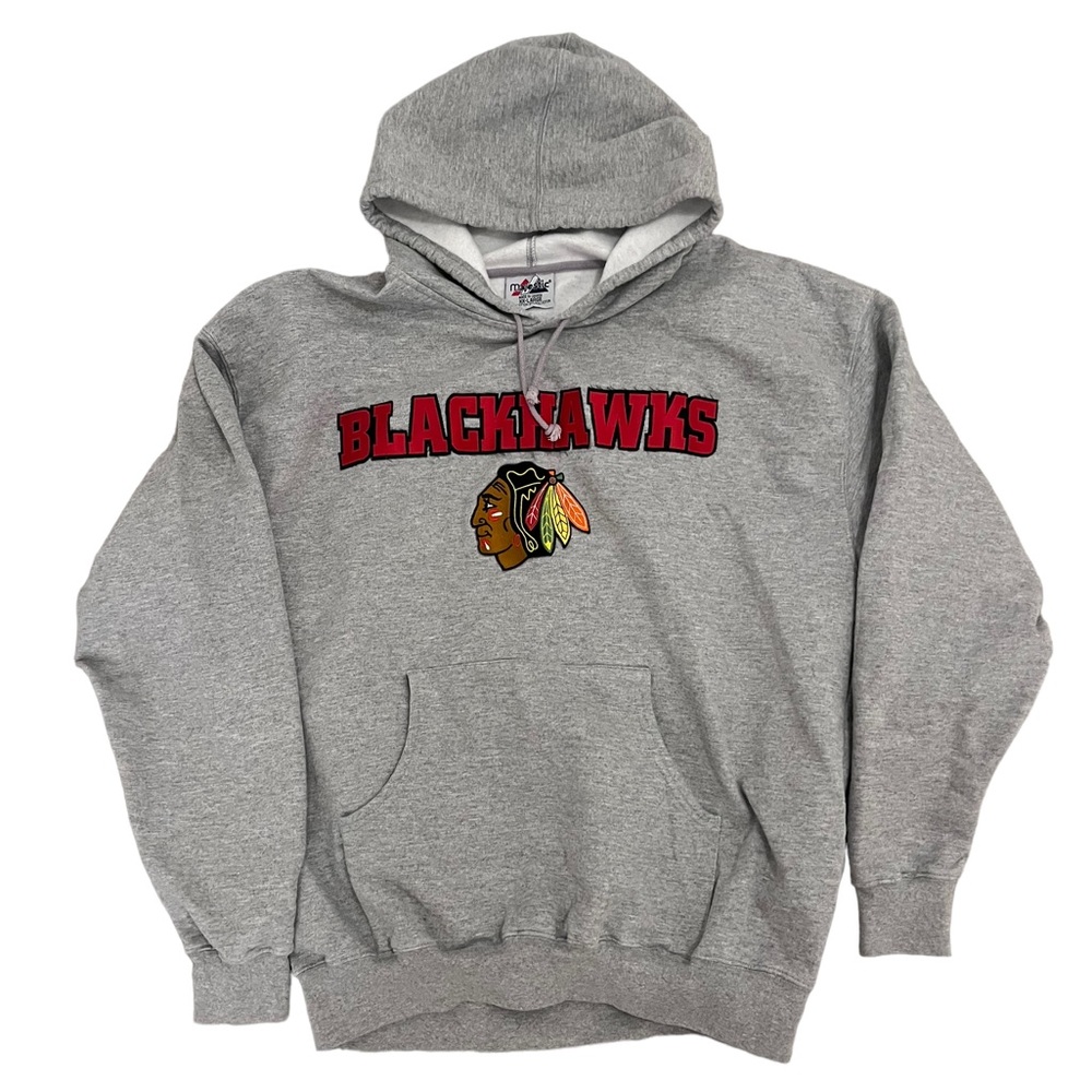 Vintage Chicago Blackhawks Hoodie Mens 2XLNHL Hockey Team Logo Pullover Majestic